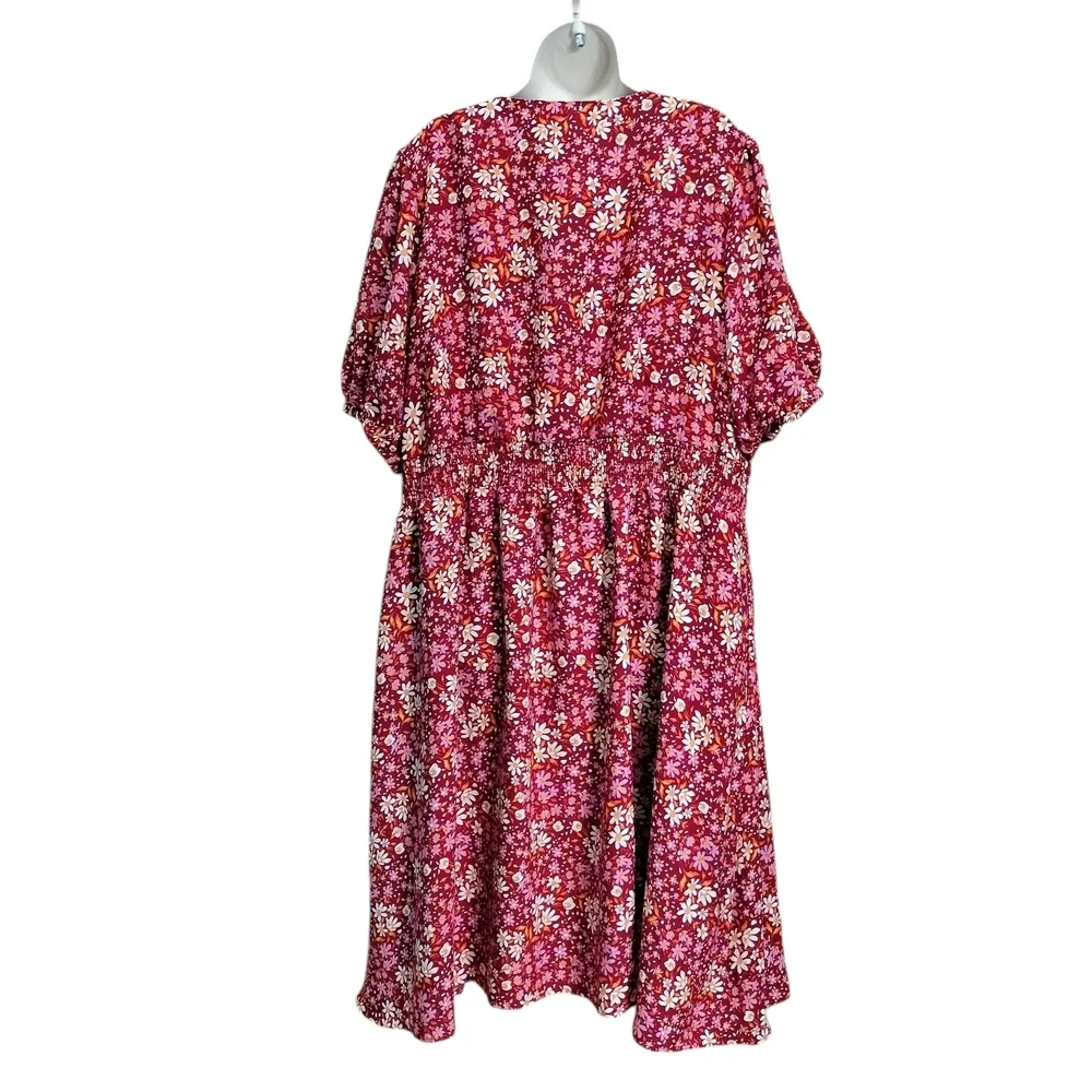 (EUC) Draper James RSVP Cottagecore Collection 3X Burgundy Floral Midi Dress
